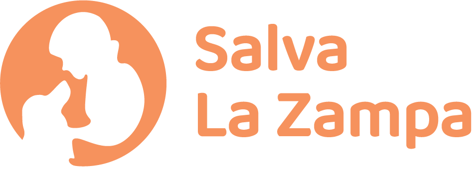 Logo di Salva La Zampa che è composto da un cane e una persona che si guardano.